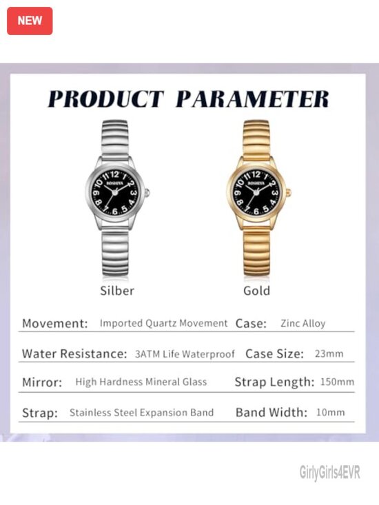 Small Gold Watch for Women Easy Reader Analog Quartz with Stainless Steel main image 4